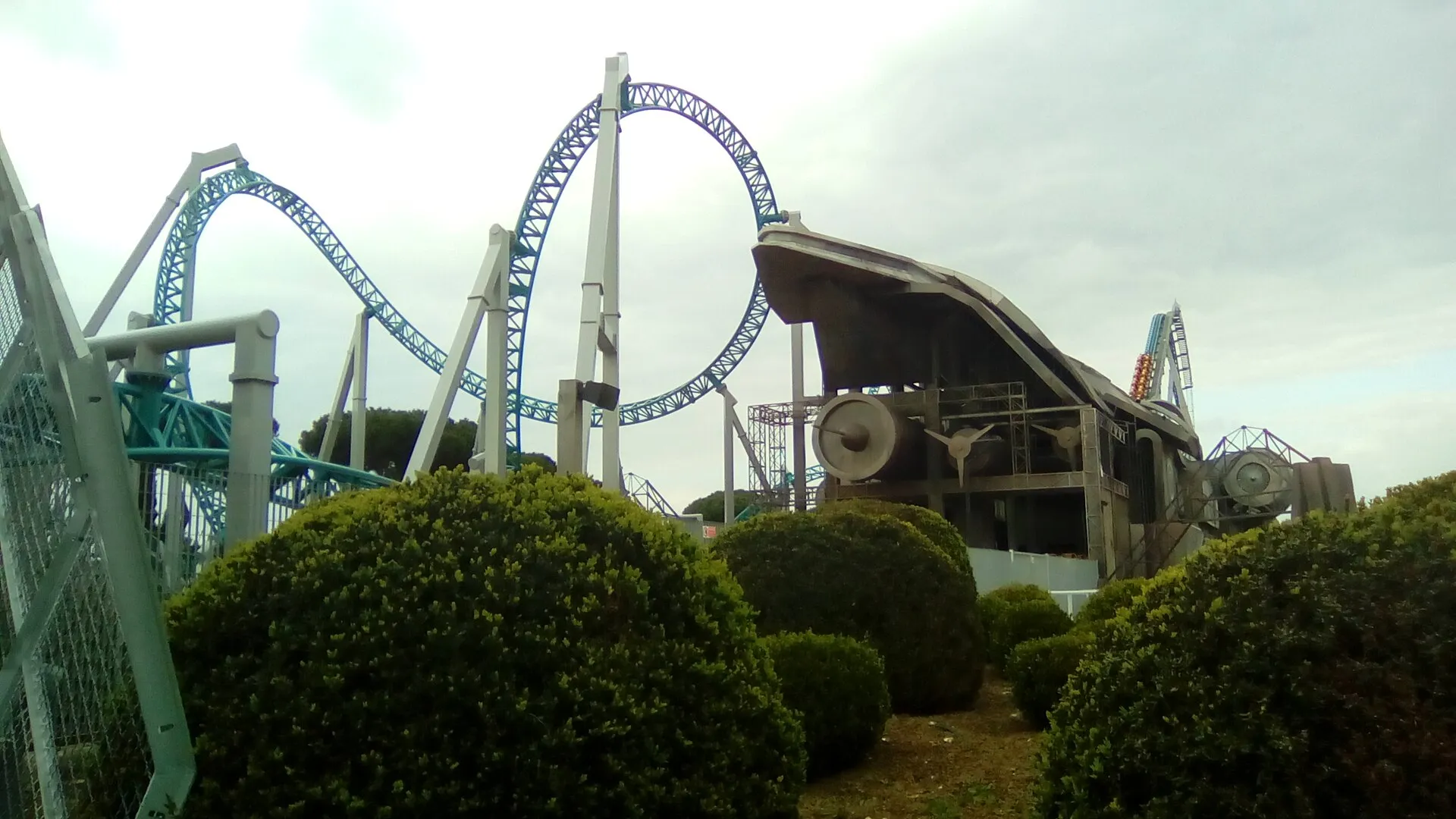 Altair roller coaster looping above Cinecittà World theme park near Rome