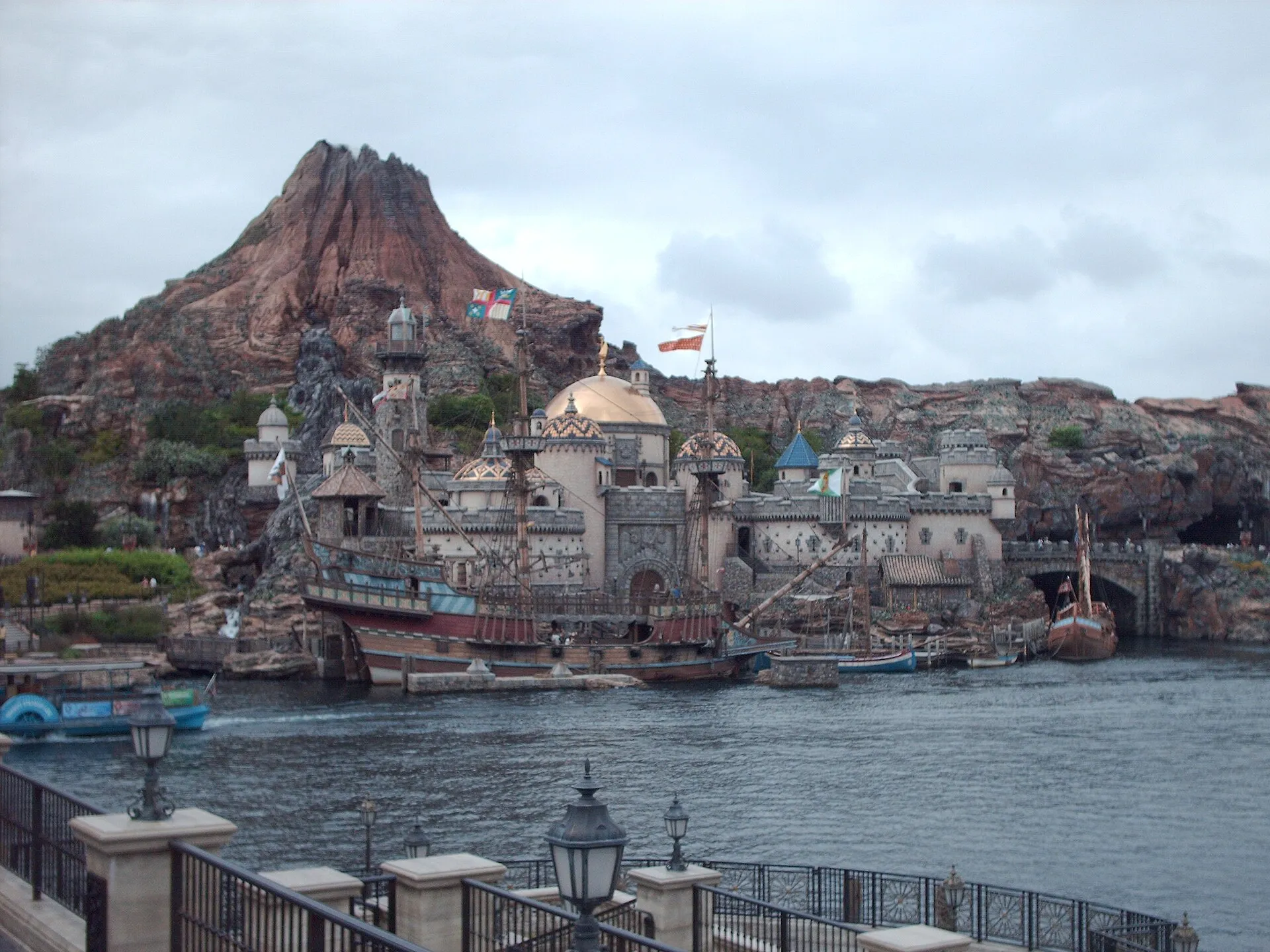 Mount Prometheus volcano and Mediterranean Harbor at Tokyo DisneySea