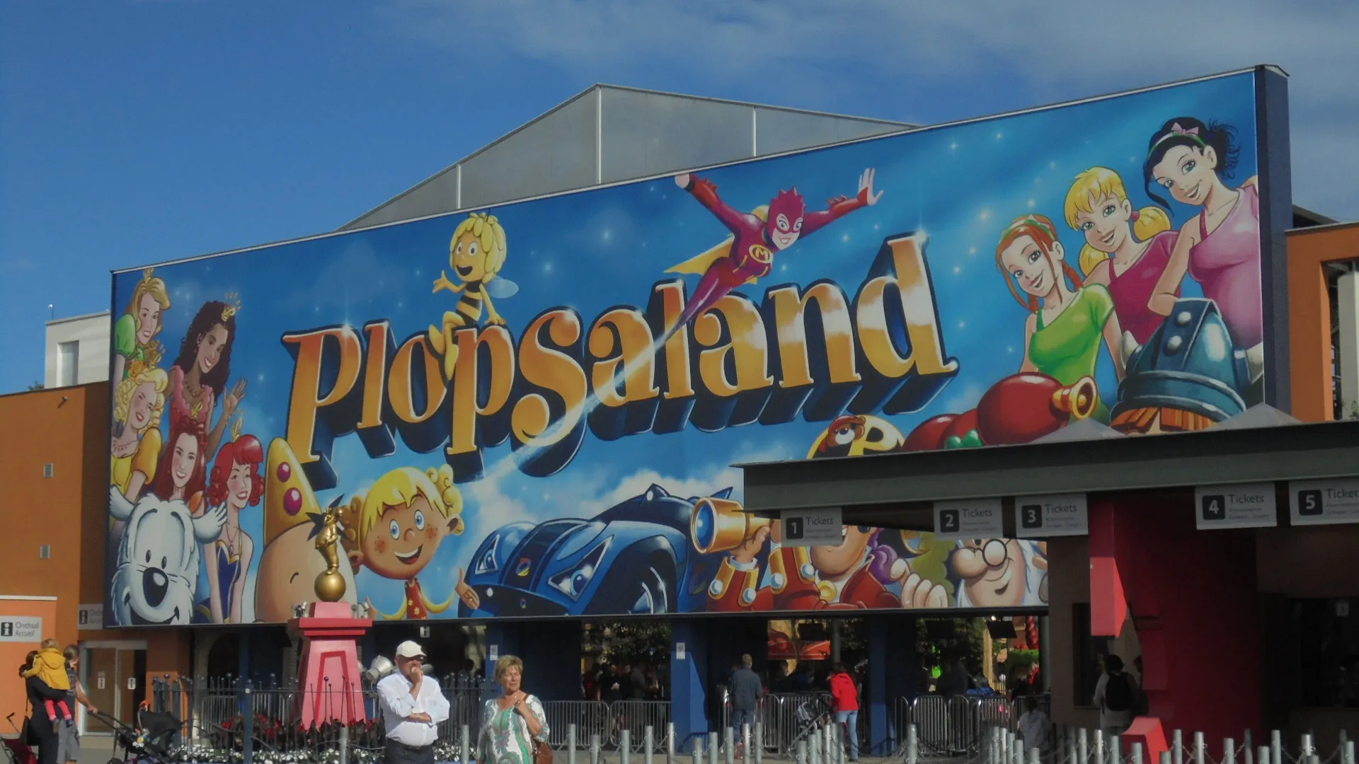 Main entrance of Plopsaland De Panne theme park in Belgium